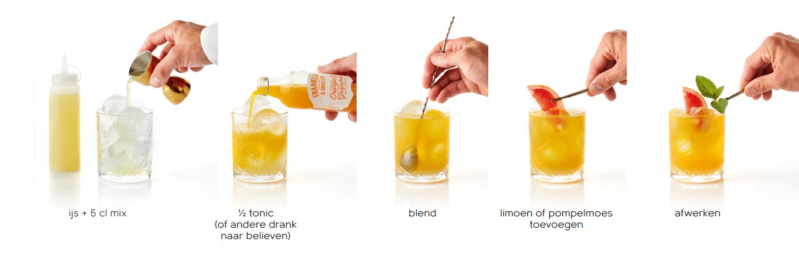 92 Plus - Mocktails voor de professional - De gele mix bereiden - fris non-alcoholisch bittertje